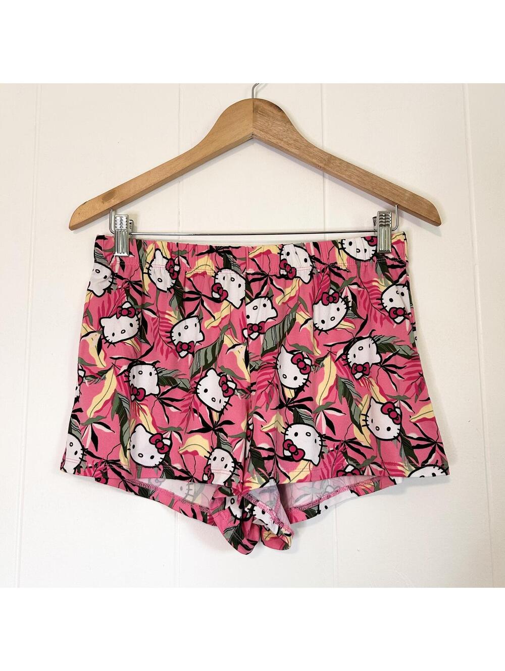 Hello Kitty Pink Floral Tropical Casual Shorts Sleepwear Women's Small